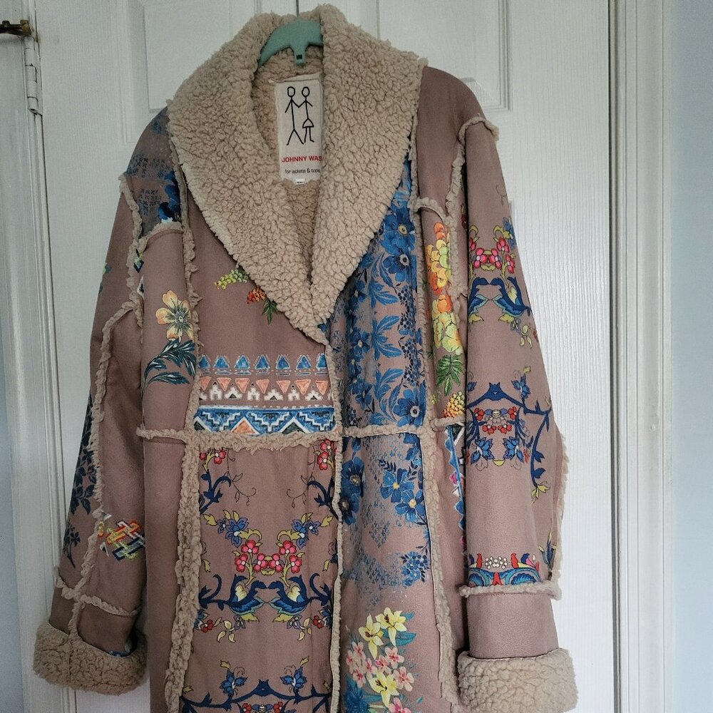 Johnny Was Sherpa Shearling Faux Fur Jacket
